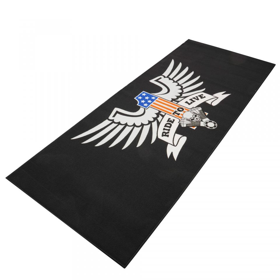 Tapis environnemental pour moto Biketek Garage Mat Custom Ride to live noir Neuf