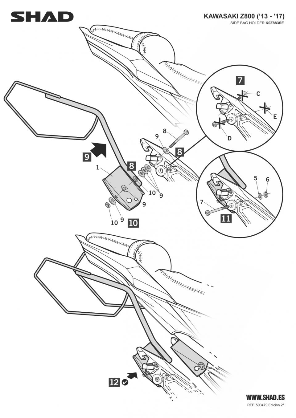 Kit Support de valise latérale Shad pour moto Kawasaki Z 800 K0Z883SE Neuf