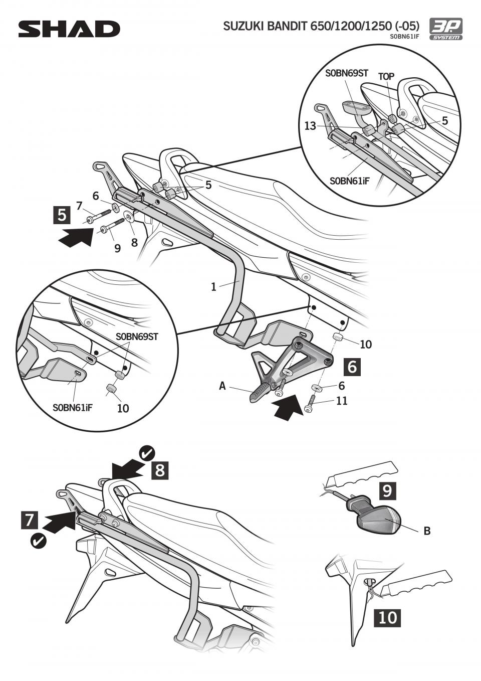 Support de top case Shad pour Moto Yamaha 850 MT-09 2013 à 2023 Neuf