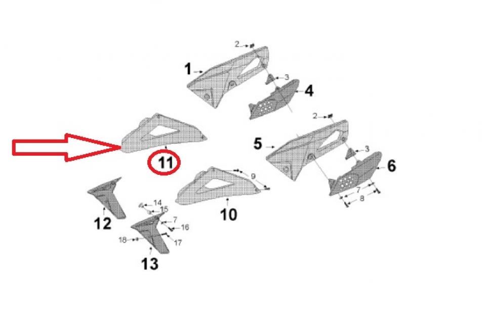 Cache latéral avant droit supérieur pour moto Peugeot 50 XP7 802936BL Blanc Neuf