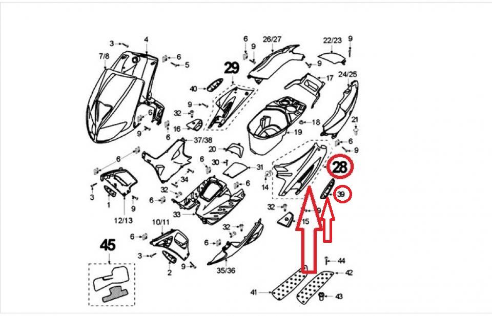 Cache latéral gauche pour scooter Peugeot 50 Speedfight 734278PB Bleu Neuf