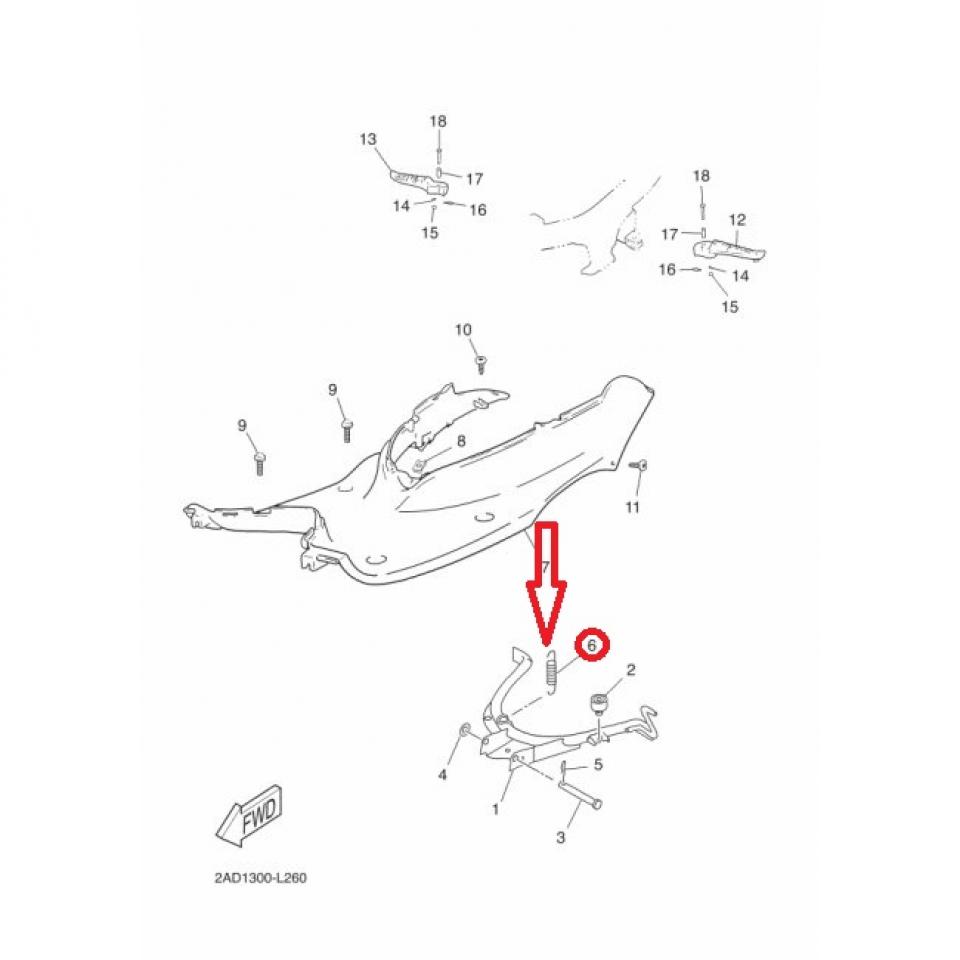Ressort béquille centrale pour scooter MBK 50 Mach-G 2002 à 2006 905063246400