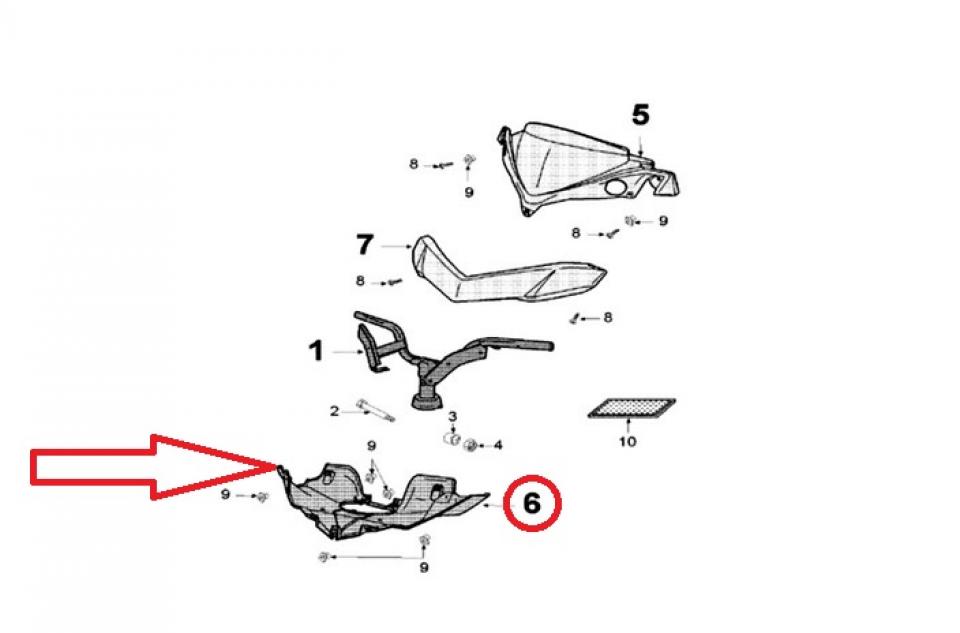 Couvre guidon inférieur pour scooter Peugeot 125 Geopolis 768553N Noir Neuf