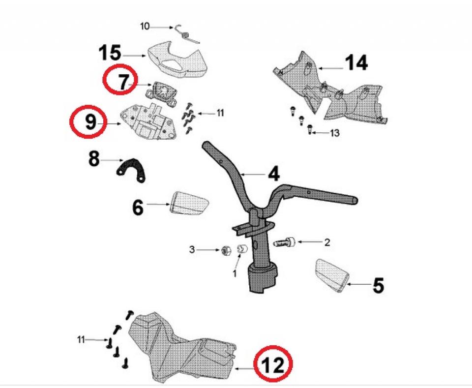kit Couvre guidon pour scooter Peugeot 400 Metropolis 2013-16 806096 11401221M1