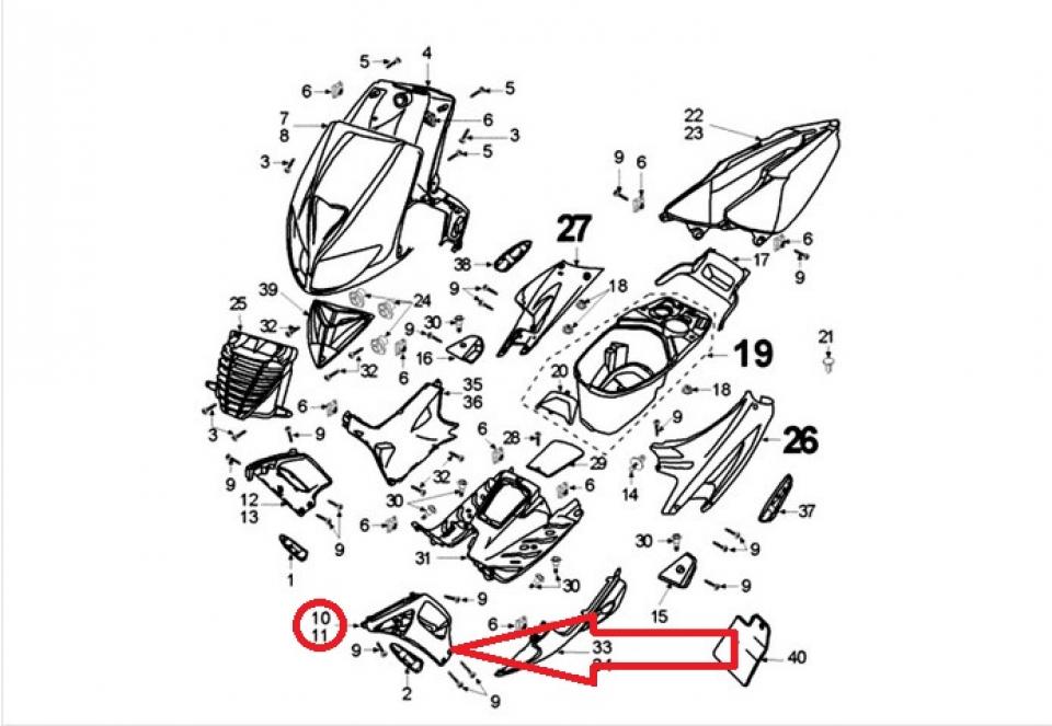 Écope gauche pour scooter Peugeot 50 Speedfight 2 734667BS 734270BS Neuf