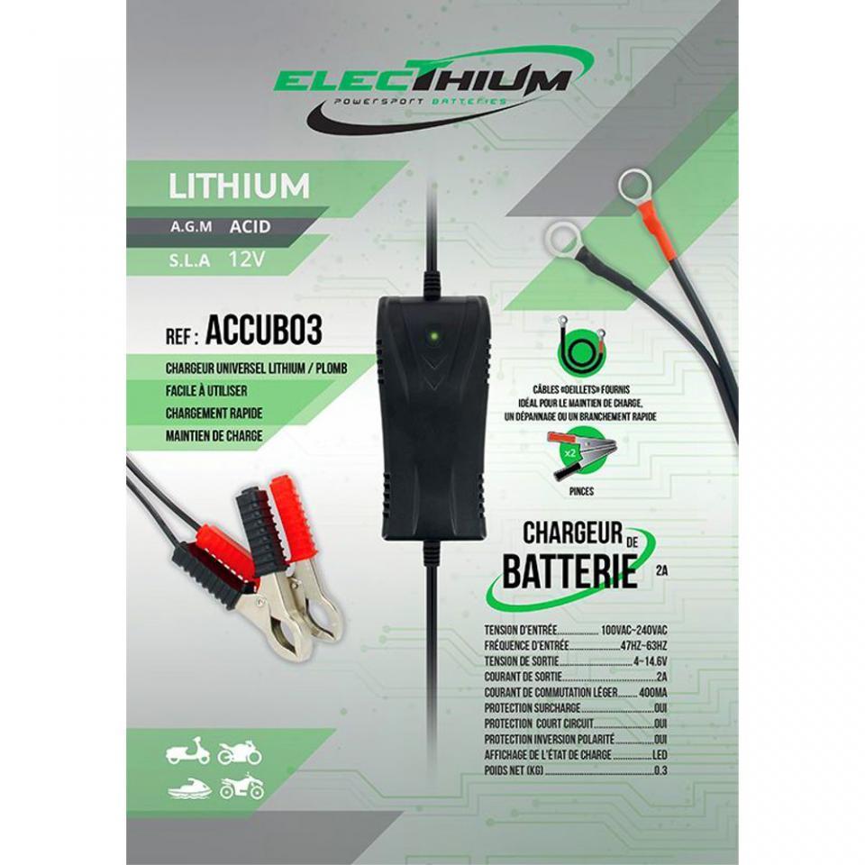 Chargeur batterie Electhium Smart Charger 12V plomb & lithium pour moto scooter quad Neuf