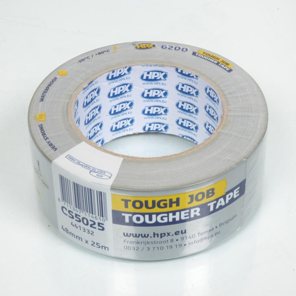 Ruban adhésif gris toile américain HPX CS5025 48mm x 25m très résistant pour réparation moto scooter quad