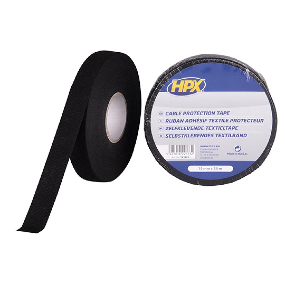 Ruban adhésif coton textile protecteur noir HPX TP1925 faisceau pour moto 19mm x 25m