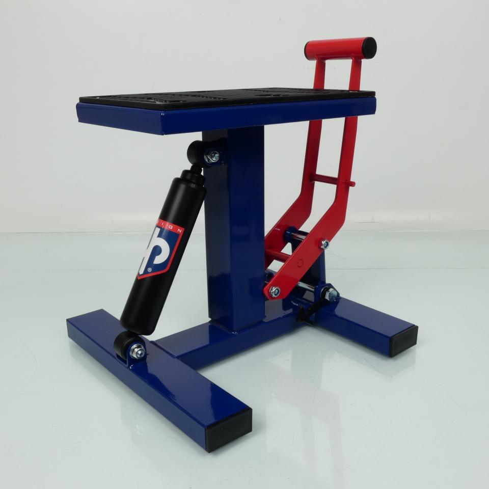 Lève moto avec vérin UP DESIGN Up MX Lift bleu rouge 130Kg pour cross enduro SM