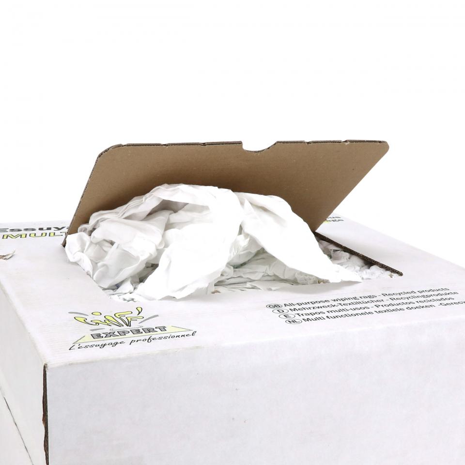Carton 10Kg de chiffon d'essuyage blanc en vrac pressé pour atelier moto D013ECX