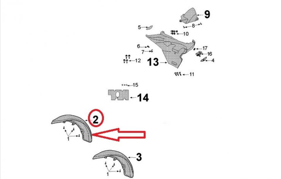 Garde boue AVD pour scooter Peugeot 400 Metropolis 11781785M1 1178178500 Neuf