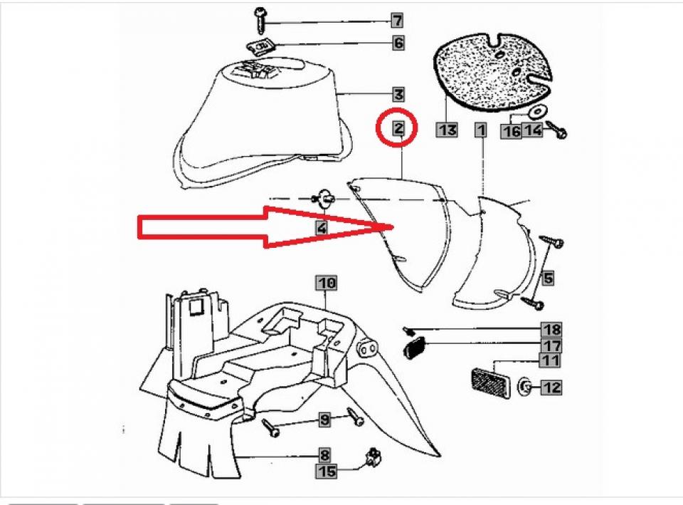 Partie ARD Garde boue avant pour scooter Peugeot 50 Zenith 729197N Neuf