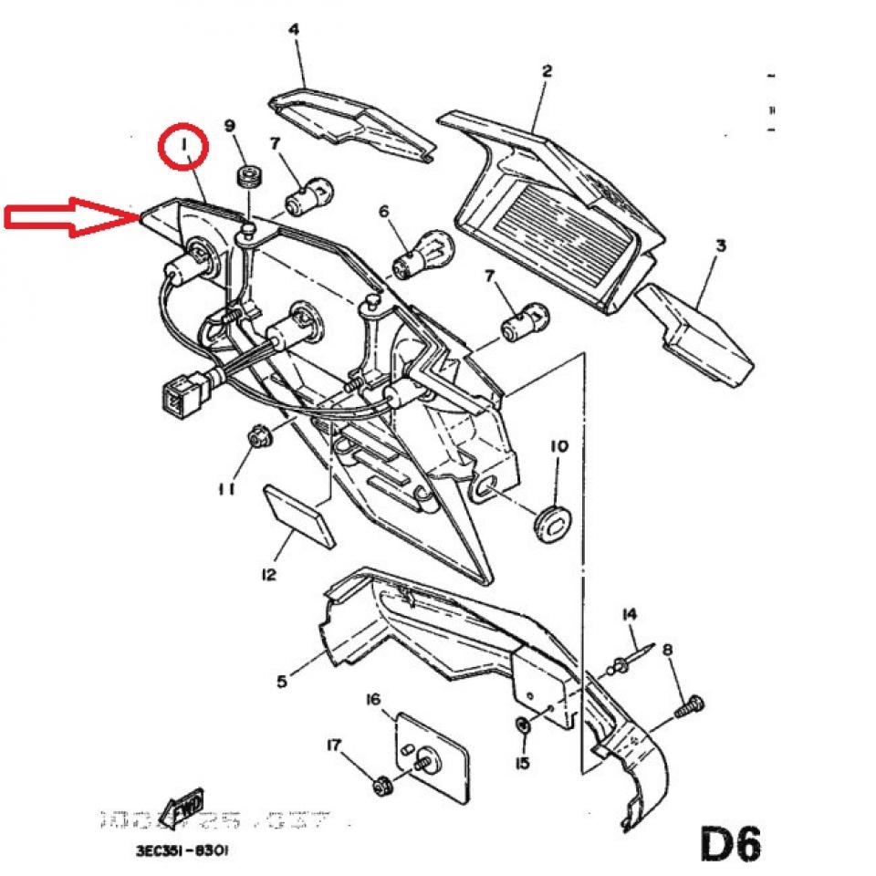 Bavette arrière pour scooter Yamaha 125 Beluga 35R-84720-00-00 043-7510 Neuf