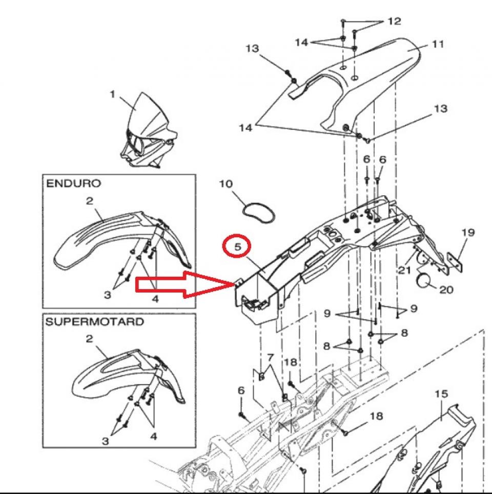 Passage de roue AR supérieur 1D4-F1611-01 pour moto MBK 50 Xlimit 2003 à 2011