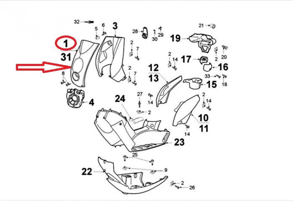 Tablier avant bleu pour scooter Peugeot 50 Ludix One 1177250000 772500PB Neuf