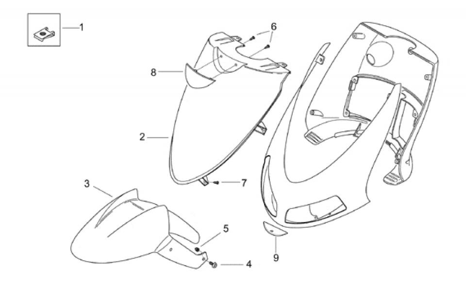 Tablier avant origine pour scooter Aprilia 50 Area 51 1998 à 2000 AP8239150 Neuf