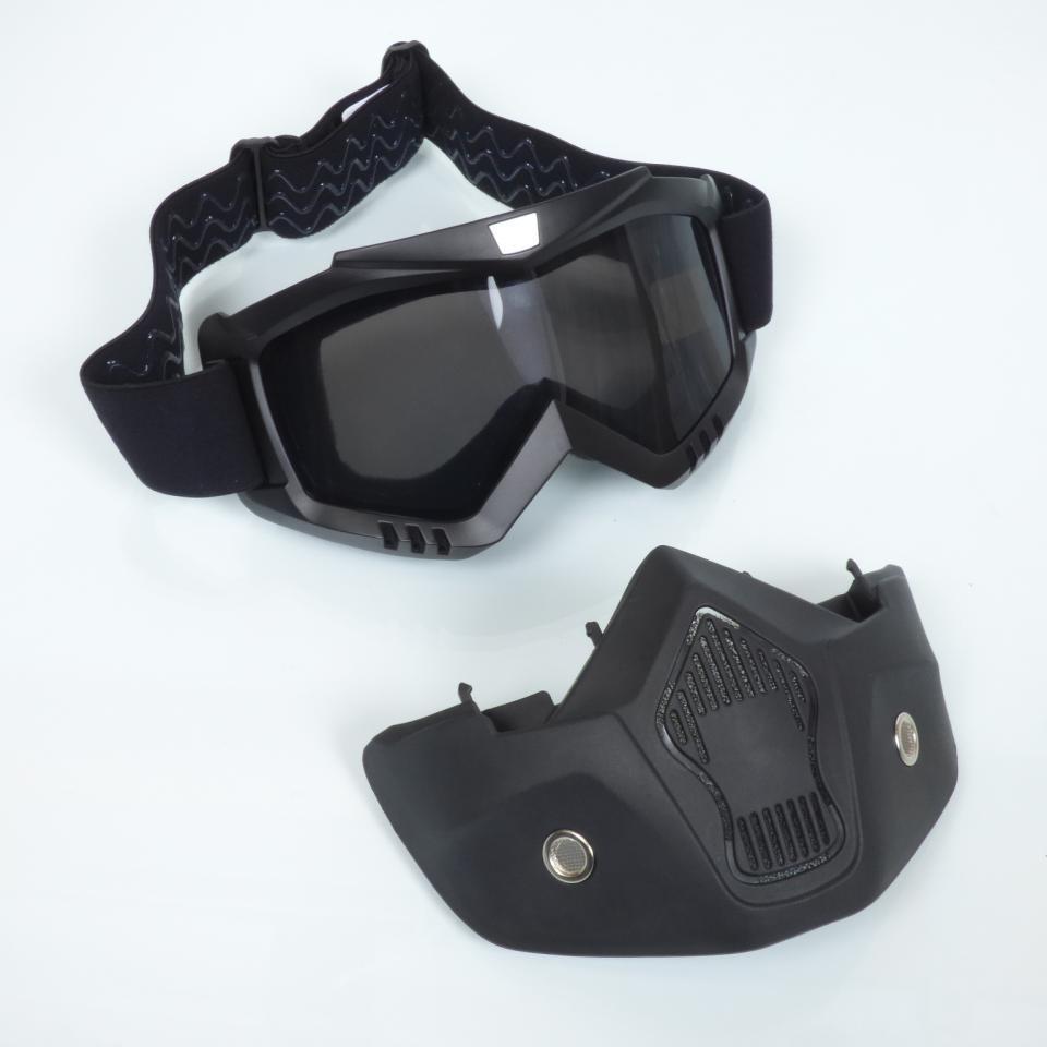 Lunette et masque Dark Knight noir mat pour casque jet bol Trendy écran teinté