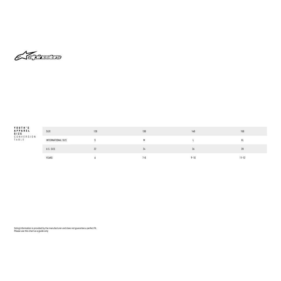 Protection pare pierre moto Alpinestars A5s V2 pour enfant Taille L/XL 9-12 ans