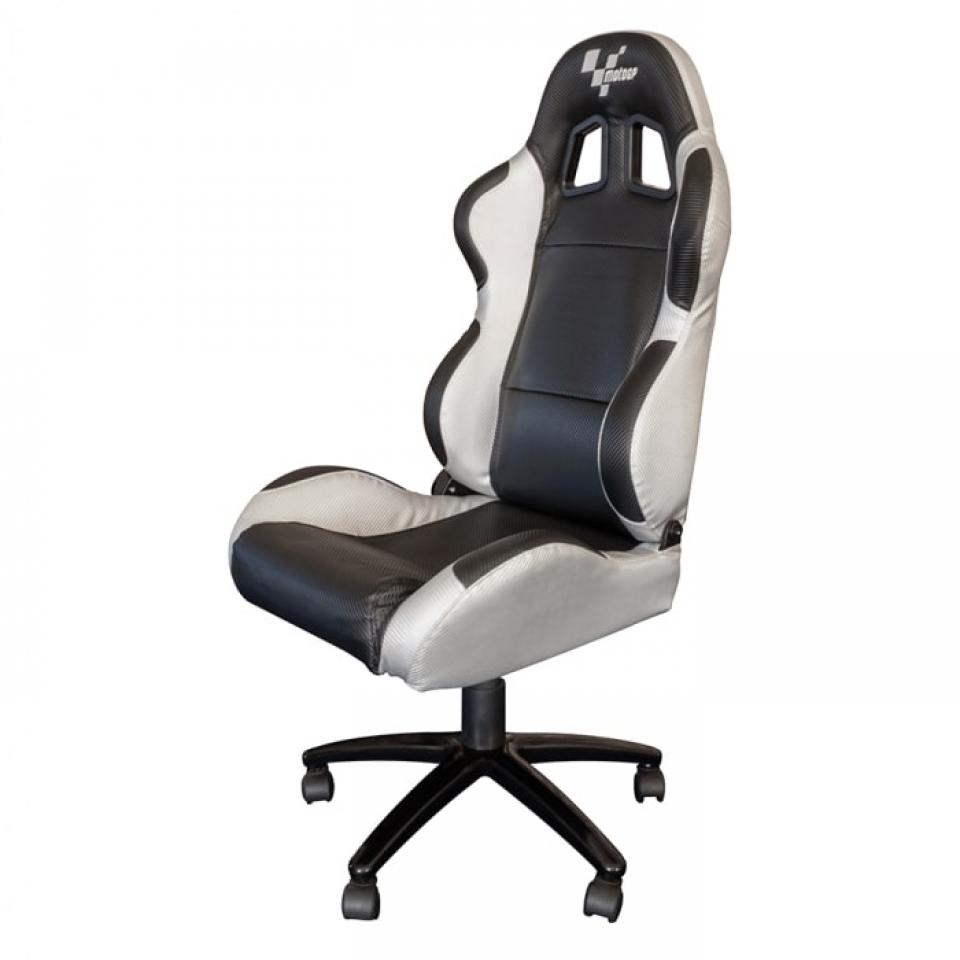 Fauteuil siège paddock bureau MotoGP noir argent pour moto cadeau motard Neuf