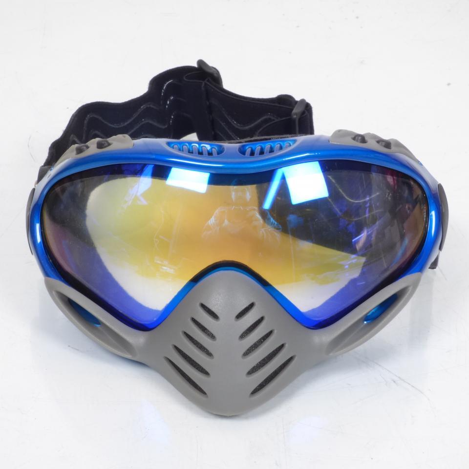 Masque de casque de pour moto crossc enduro de colçoris bleu avec cahe nez Neuf