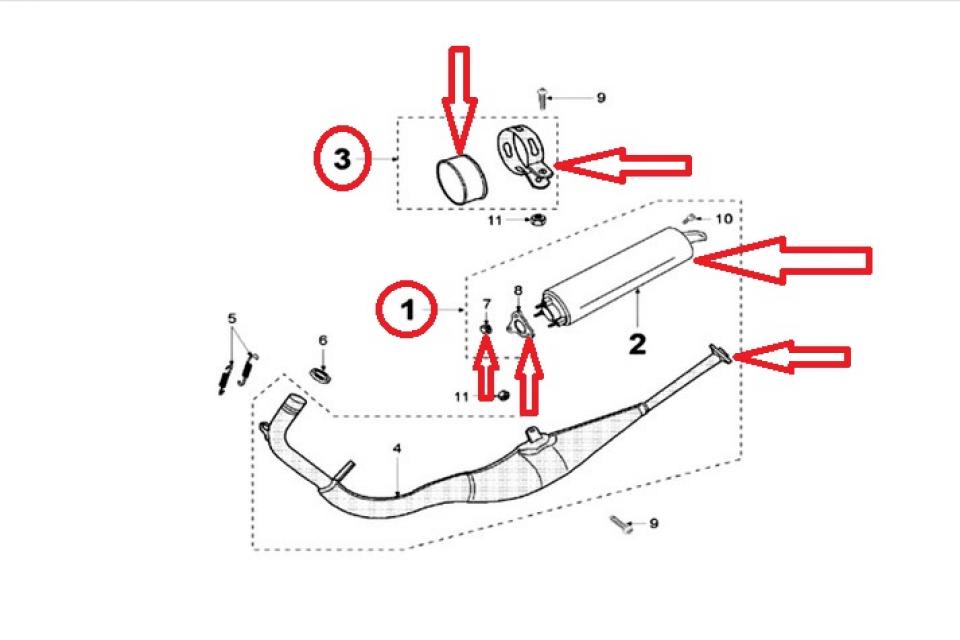 Ligne pot d'échappement pour moto Peugeot 50 XR6 757950 Ø25mm M-27 Neuf