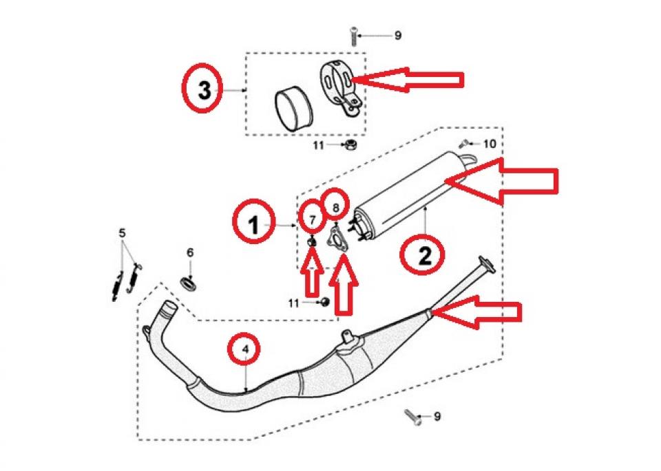 Ligne pot d'échappement pour moto Peugeot 50 XR6 754367 Ø25mm M-27 Neuf