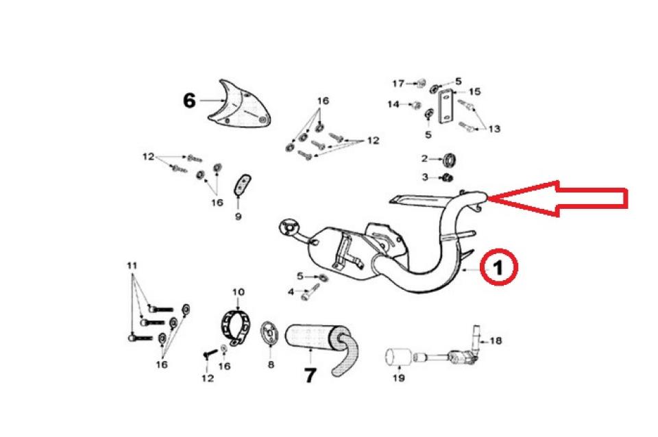 Pot d'échappement pour scooter Peugeot 50 Trekker 1177071000 770710 Neuf