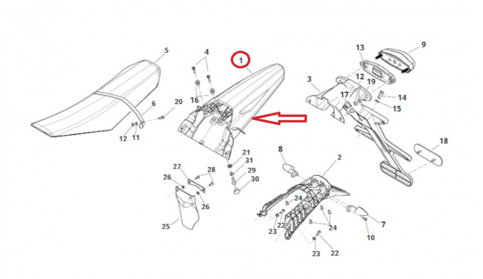 Garde boue arrière origine pour moto Fantic 50 XE 09784005 09980005 MY23 Neuf