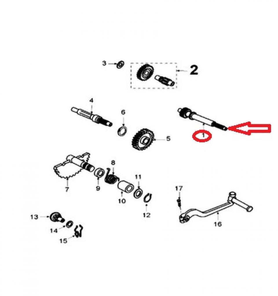 Arbre primaire transmission AR pour scooter Peugeot 50 Kisbee 4T 2010-17 779602