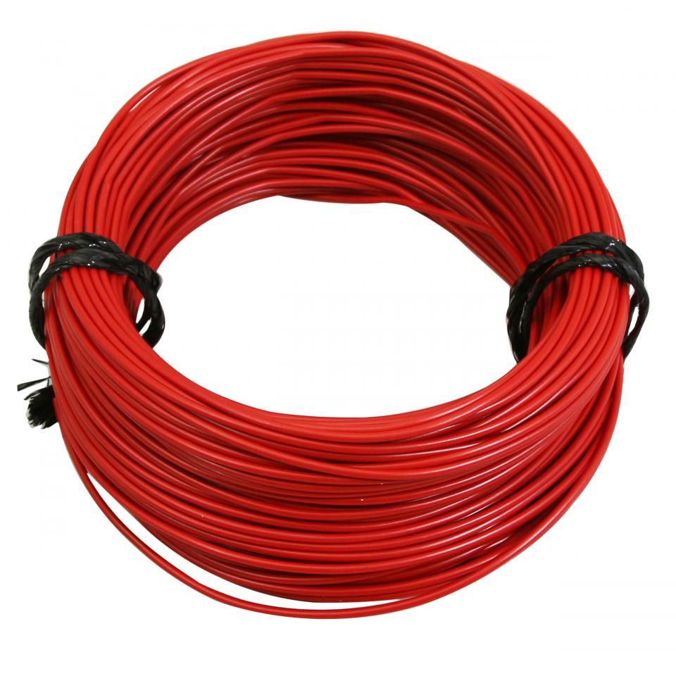 Bobine de fil électrique rouge multibrin 12/10 1.00mm² x 50m faisceau pour moto cyclo