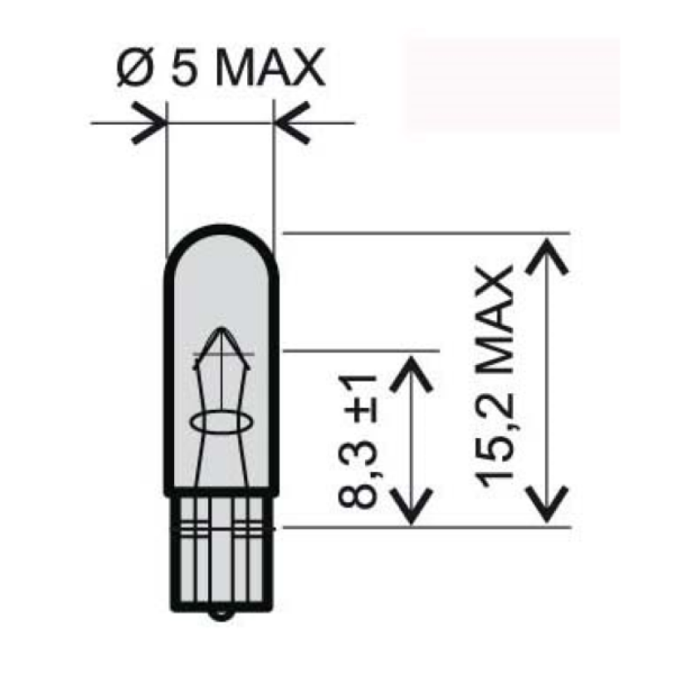 Ampoule 12V 2.3W culot type T5 blanche RMS pour moto scooter auto à l'unité Neuf