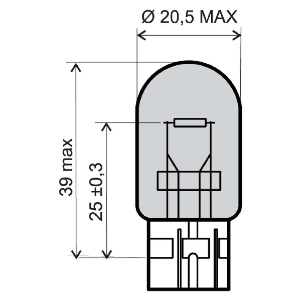 Ampoule 12V 21W culot type T20 blanche RMS pour moto auto à l'unité Neuf