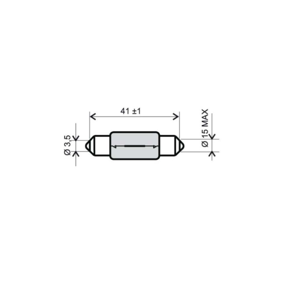 Ampoule navette SV8.5 RMS 6V 15W 15x41mm pour moto auto cyclo 400115 par 10 Neuf