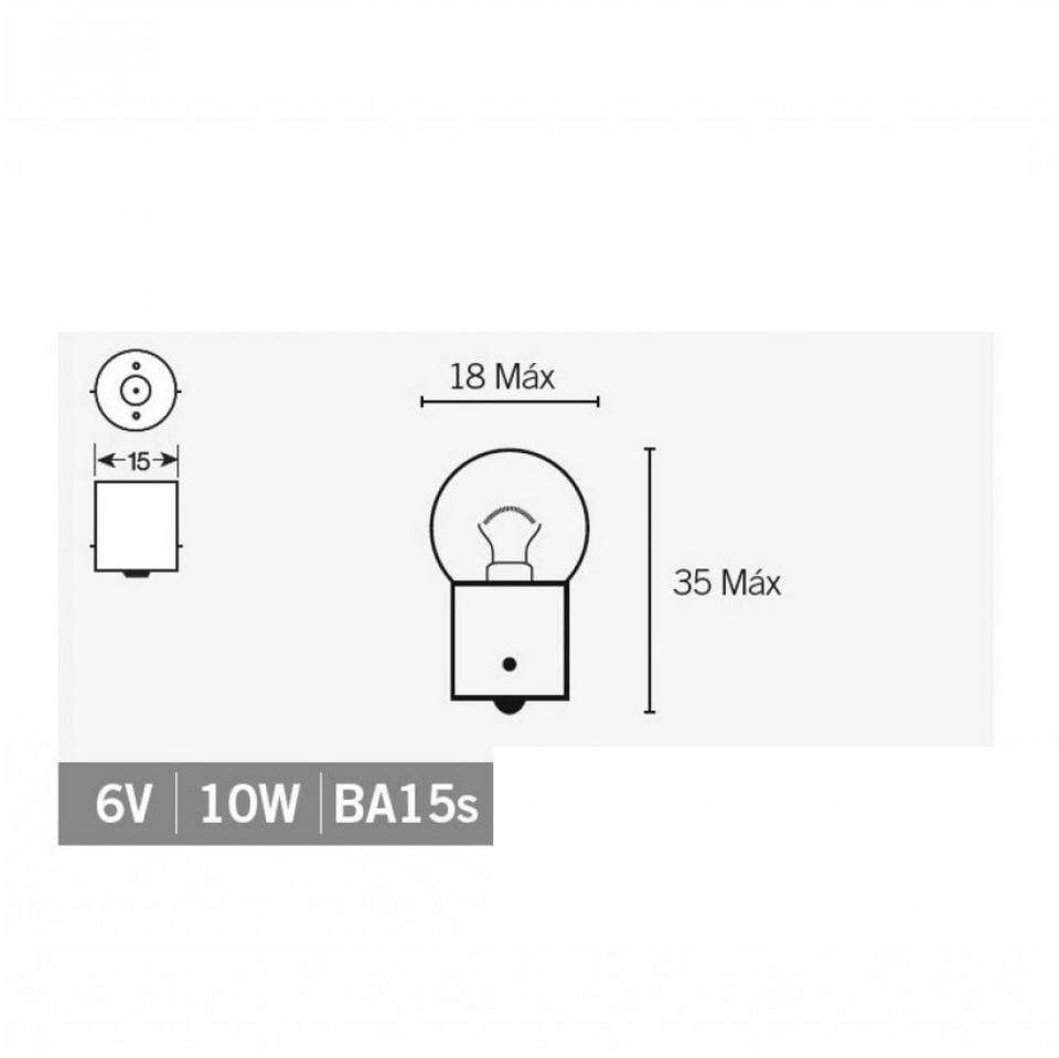 Ampoule lampe graisseur 6V 10W BA15s à plot centré face à face Flosser 14023 pour moto scooter quad