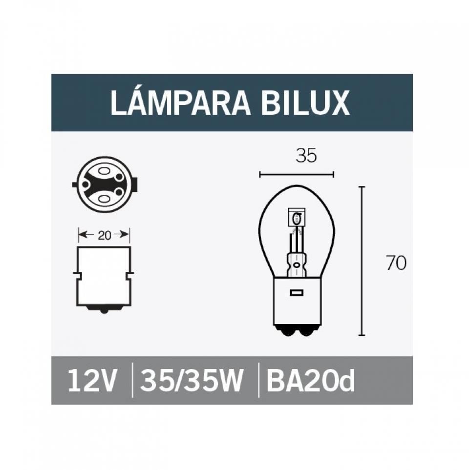 Boite 10 ampoule lampe Bilux 12V puissance 35/35W culot BA20d pour moto scooter Neuf