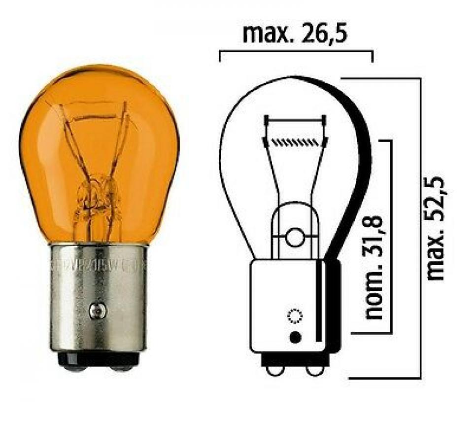 Ampoule Flosser pour moto BAY15d 12V 21/5W orange x1 Neuf