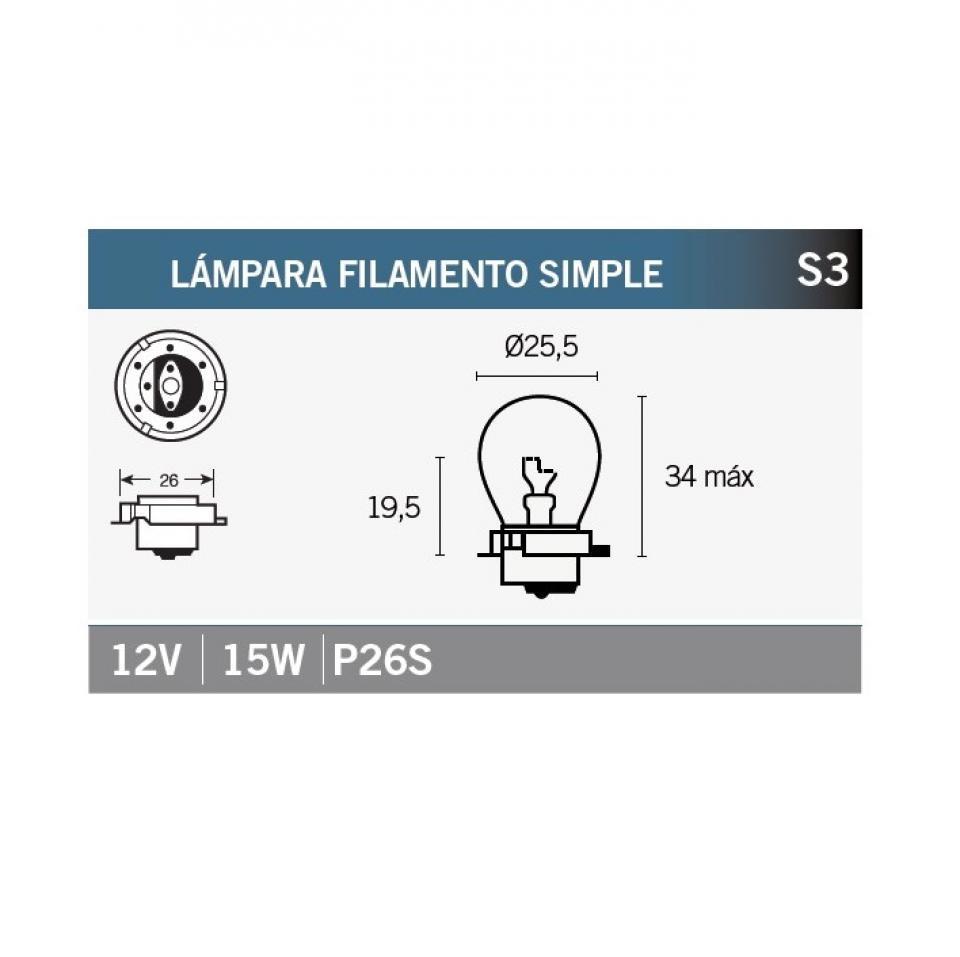Lot 10 ampoule Vicma culot P26S 12V 15W pour moto scooter cyclomoteur cyclo mobylette