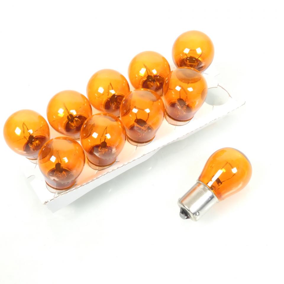 Ampoule orange RMS Moto pour auto moto scooter 12V 21W BAU15s Par 10 Neuf