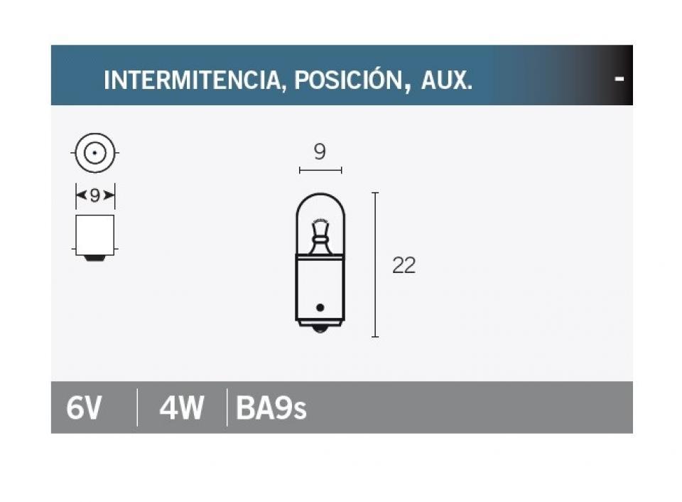 Ampoule Vicma pour Auto 6V 4W BA9s / à l'unité Neuf