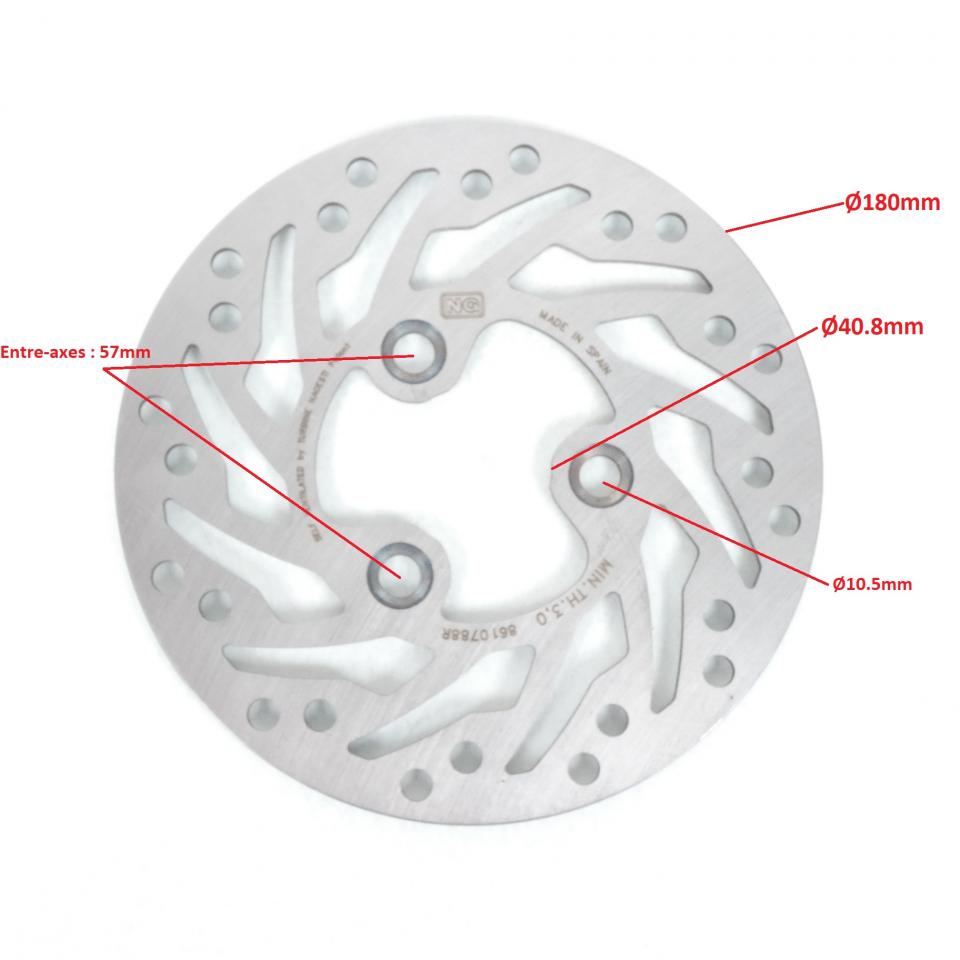 Disque de frein NG Brakes 8610788R Ø180mmxØ40.8mmxÉp3.5mm pour moto scooter Neuf