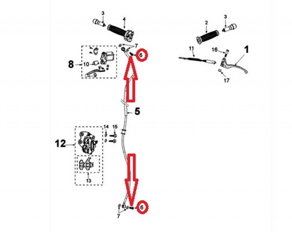 Vis raccord banjo AJP pour scooter Peugeot 125 Satelis 760539 M10x100 22mm