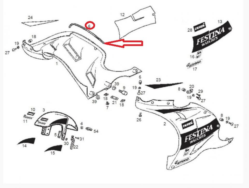 Jonc Joint de carénage pour moto Derbi 50 Gpr Replica 1999 à 2001 00H02200211