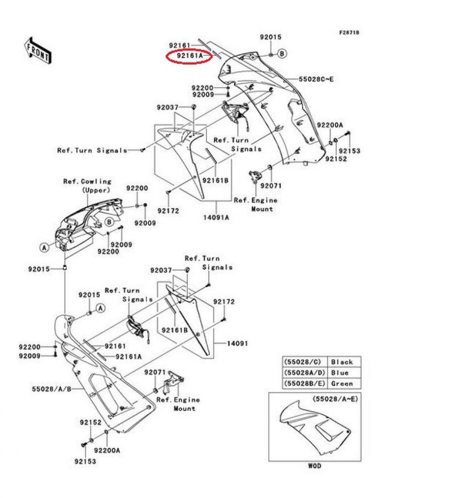 Mousse amortisseur origine pour Kawasaki 650 Er6-F 2007 à 2008 921610446 Neuf