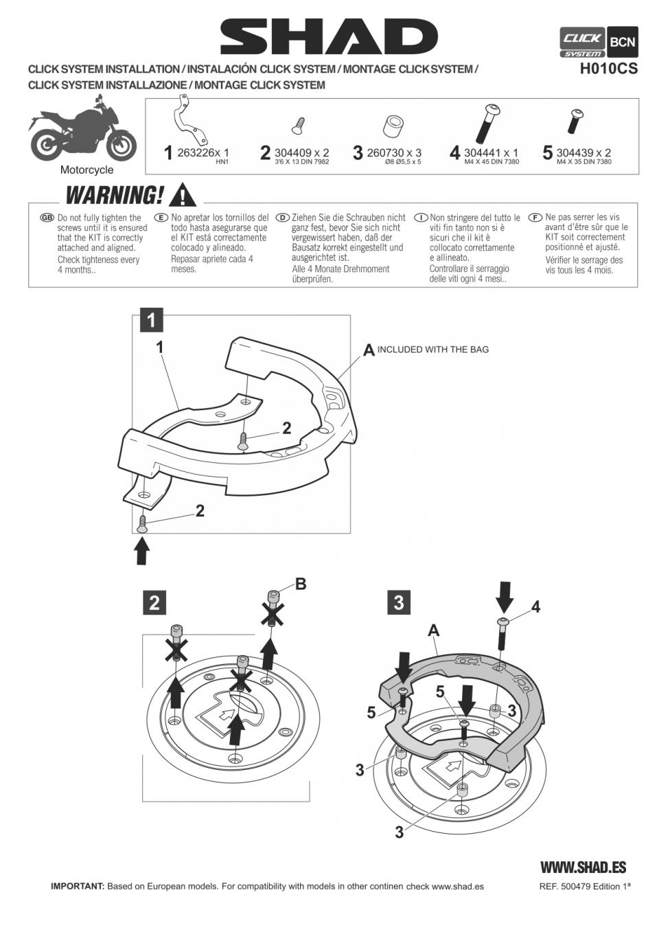 Porte bagage Shad pour Moto Honda 600 CBF N 2004 à 2012 Neuf