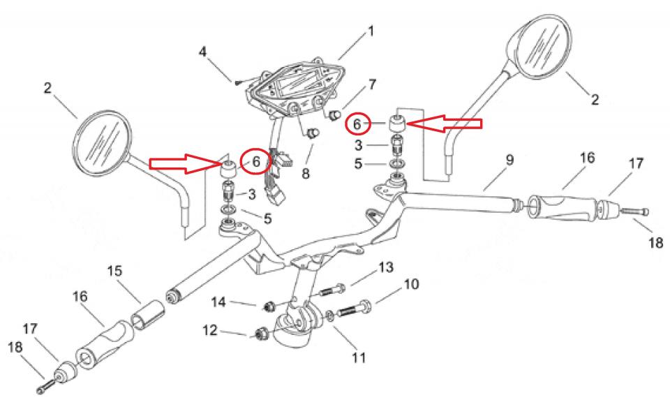 Caoutchouc rétroviseur pour scooter Aprilia 50 Area 51 Lc 1999-2000 AP8220484