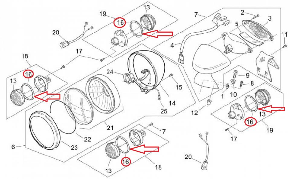 Cerclage chromé clignotant pour scooter Aprilia 125 Mojito 2003-08 AP8224234