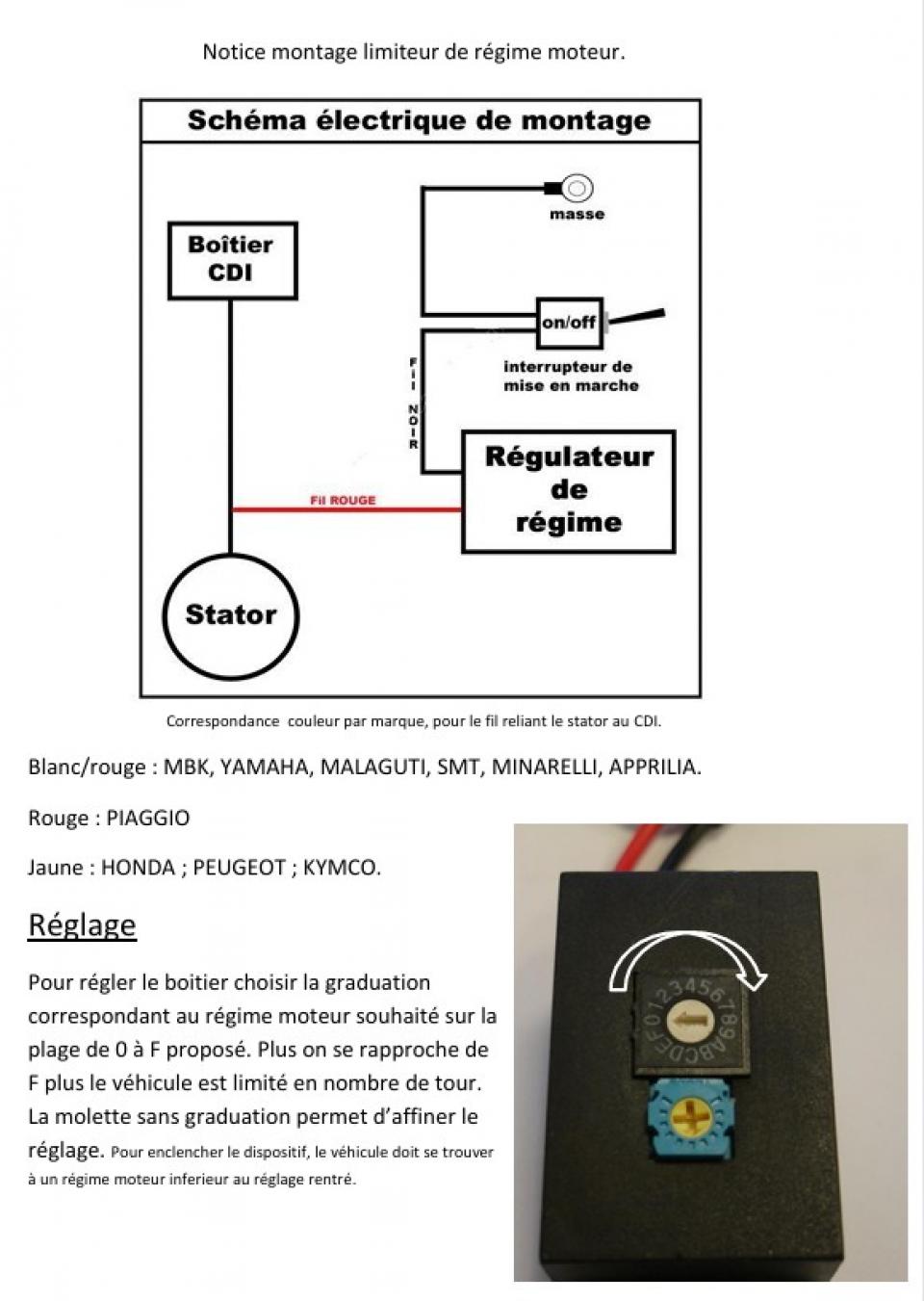 Boitier bridage régulateur limiteur régime moteur pour moto scooter 50 à boite