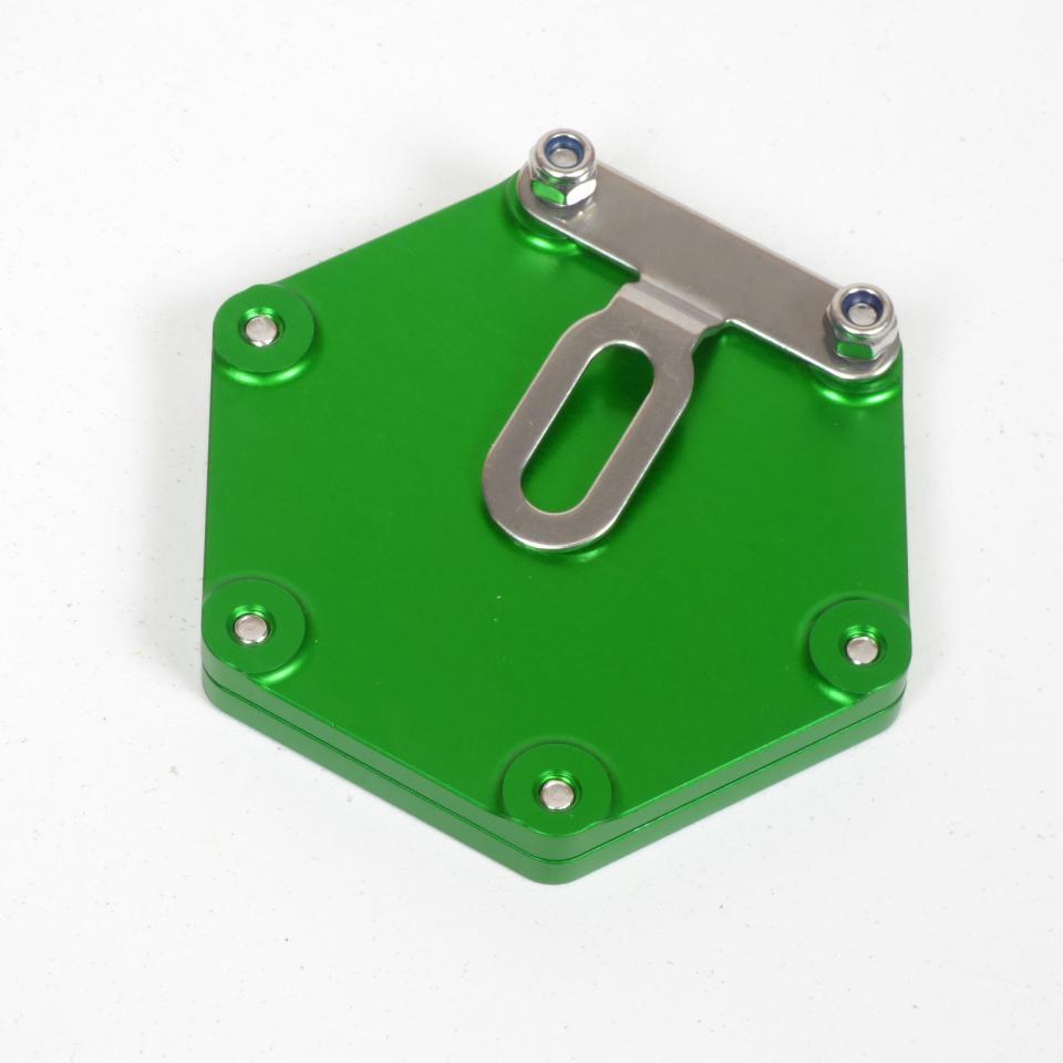 Support vignette assurance hexagonal aluminium vert Mad pour moto scooter quad Neuf