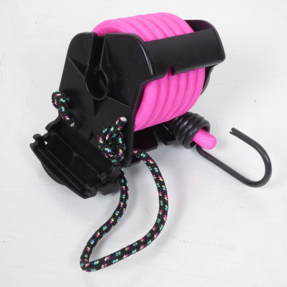 Kit fixation arrimage barre toit tendeur sandows rose avec enrouleur auto pour moto