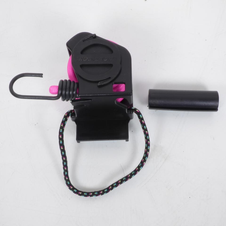 Kit fixation arrimage barre toit tendeur sandows rose avec enrouleur auto pour moto